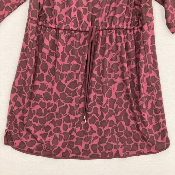 H by Halston Burgundy Animal Print Boat Neck 3/4 Sleeve Tie Front Dress 1X - Picture 4 of 10